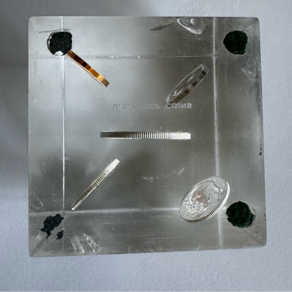 Vintage 1959 Floating Pop Art Lucite Clear Proof Coins Cube - Picture 11 of 11